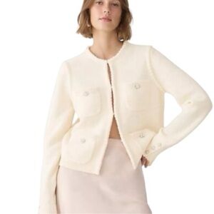 A Loves A Size XL White/Cream Sweater Lady Jacket Jewel Buttons -like new